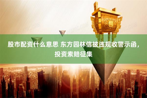 股市配资什么意思 东方园林信披违规收警示函,投资索赔征集