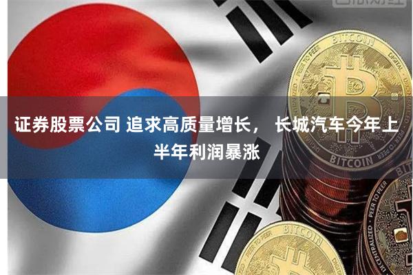 证券股票公司 追求高质量增长， 长城汽车今年上半年利润暴涨